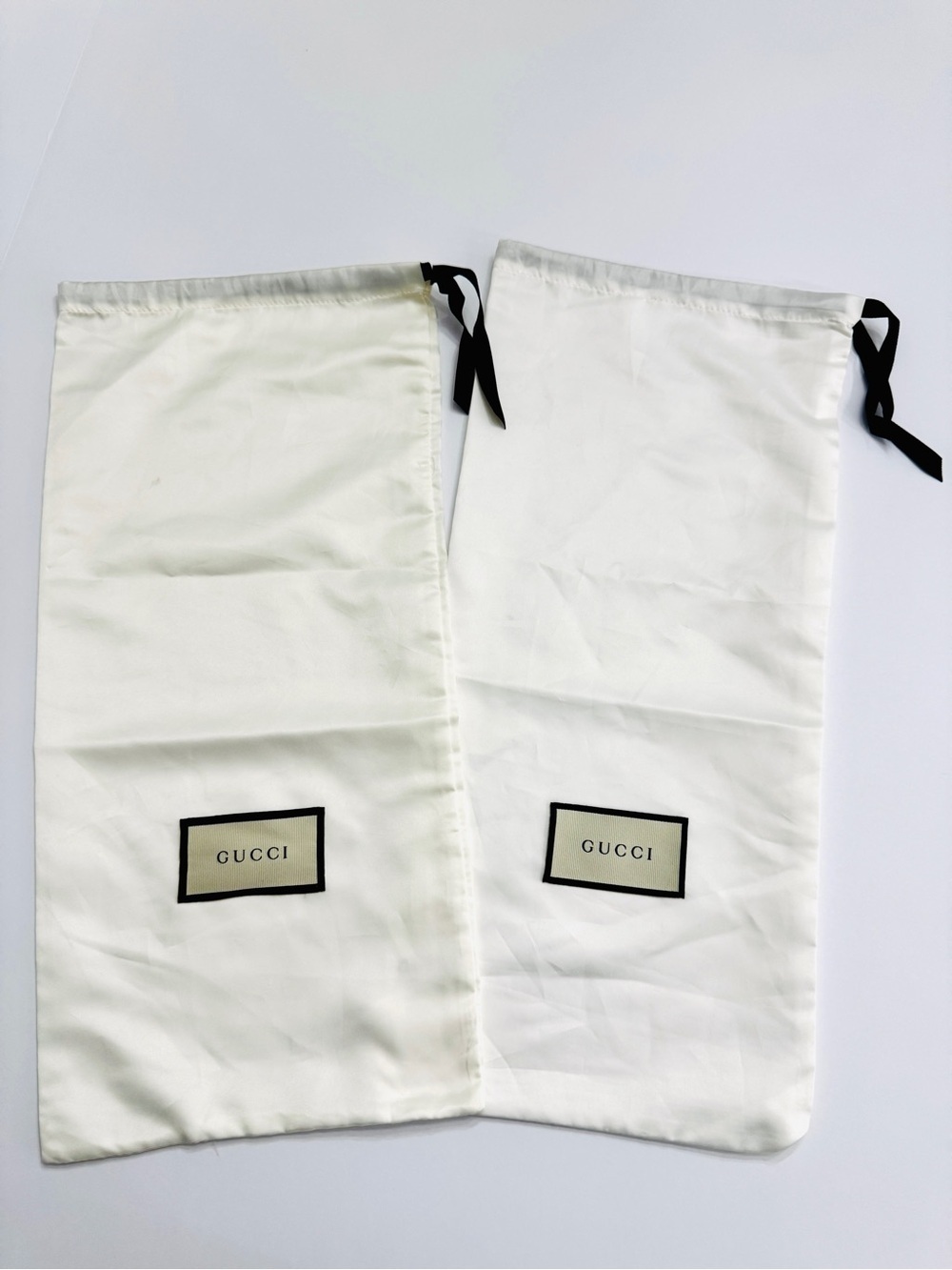 Gucci White Satin Dust Bags Set of 2-Authentic Storage Bag with Drawstring 18x11